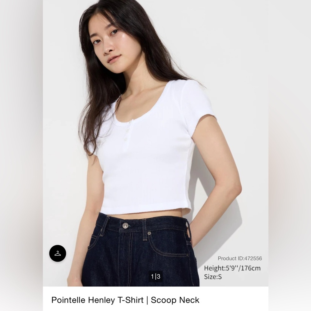 UNIQLO Pointelle Henley T-Shirt | Scoop Neck